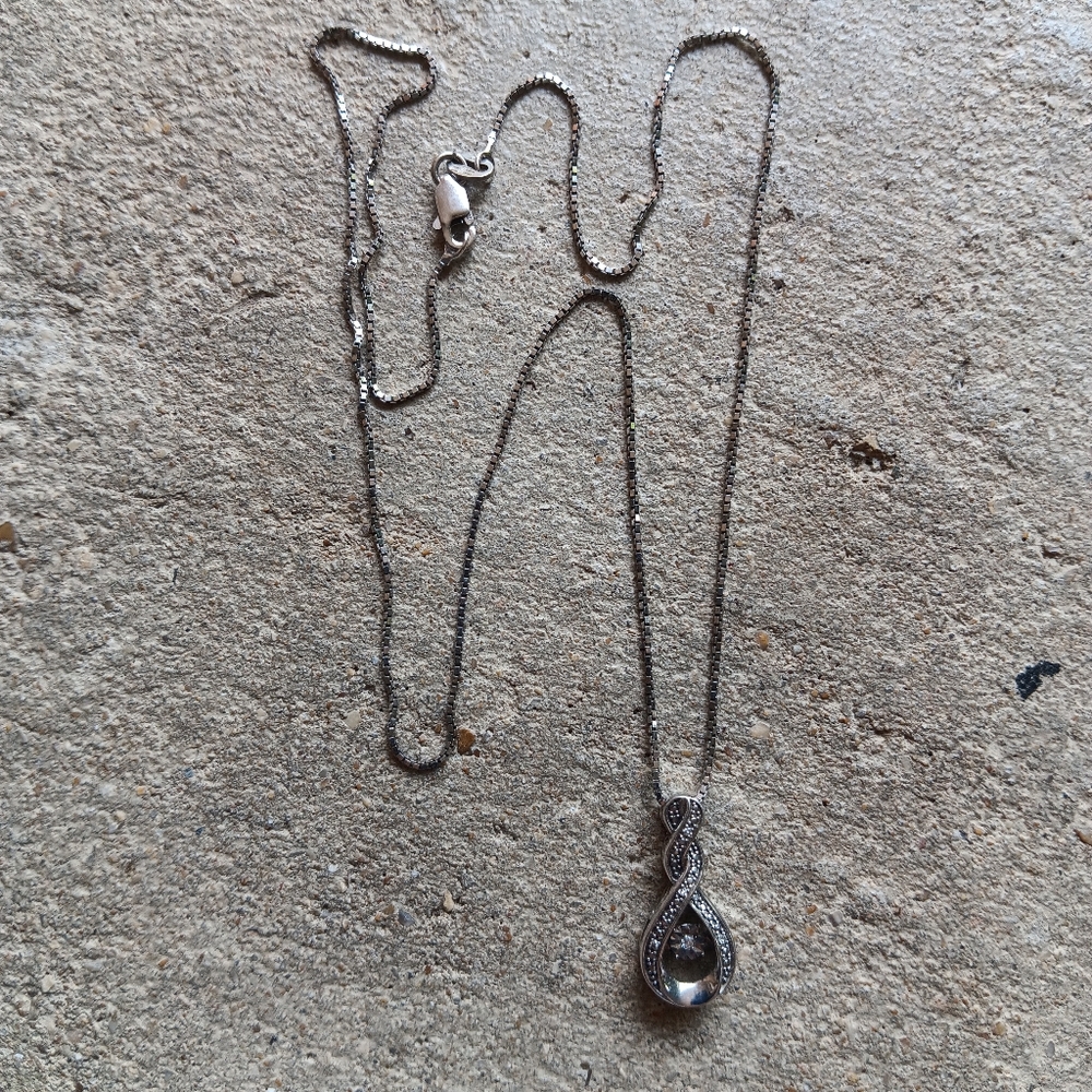OTC 925 Sterling Silver Diamond Infinity Pendant Necklace